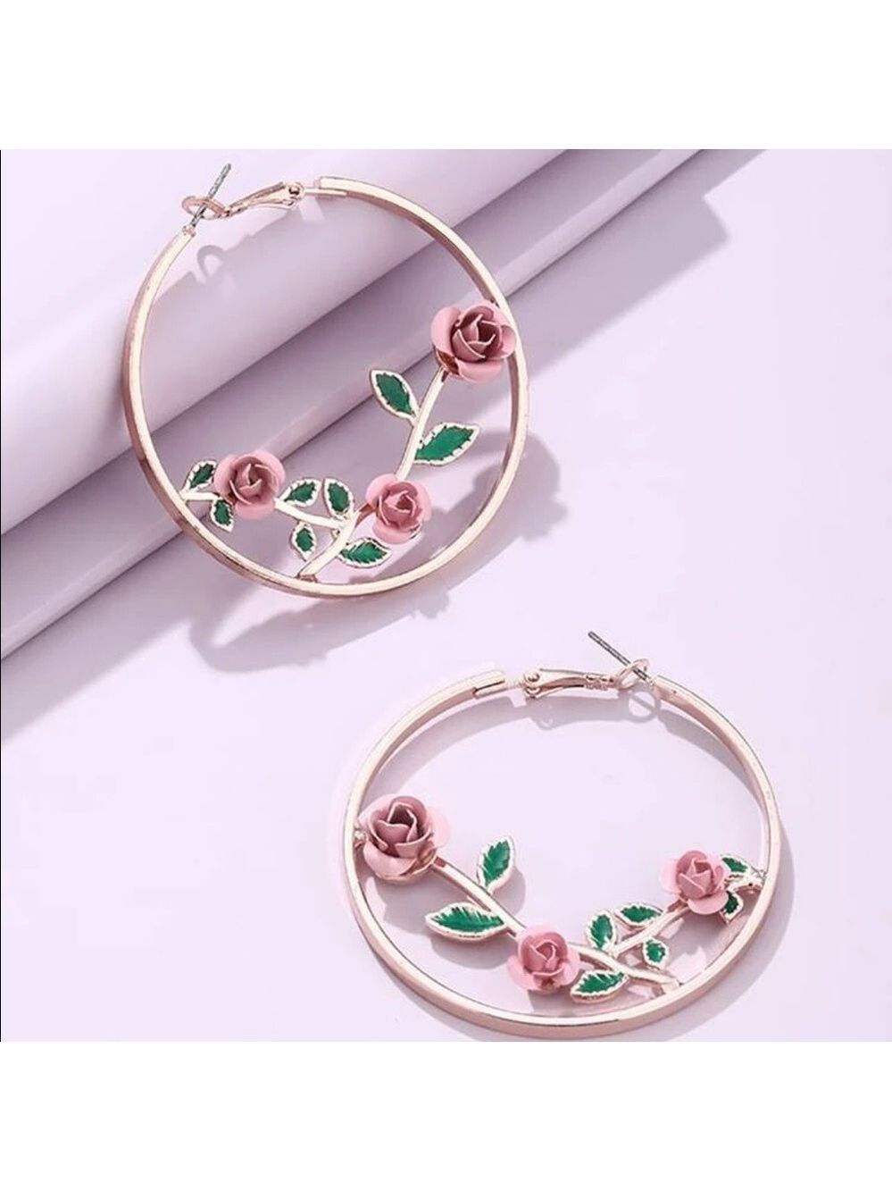 Rosey Roses big city gold floral hoops 🌹